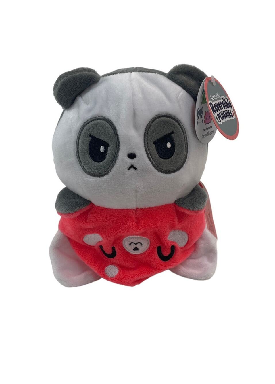 Black/Red Panda - OFFICIAL TeeTurtle ORIGINAL REVERSIBLE Plush Stuffed Happy Mad